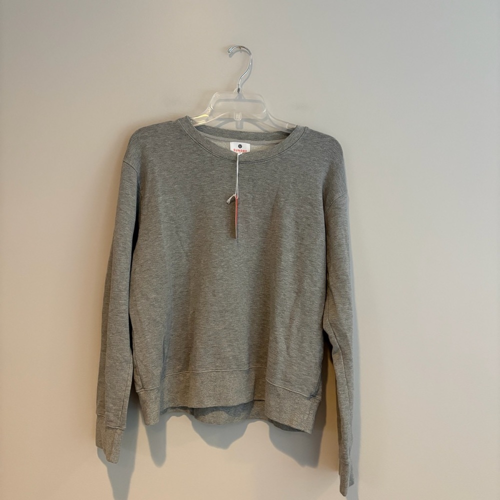 Sundry Softest Fleece Crewneck Top in Heather Gray